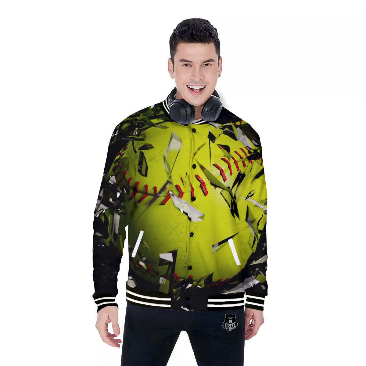 3D Baseballs Print Baseball Jacket-grizzshop