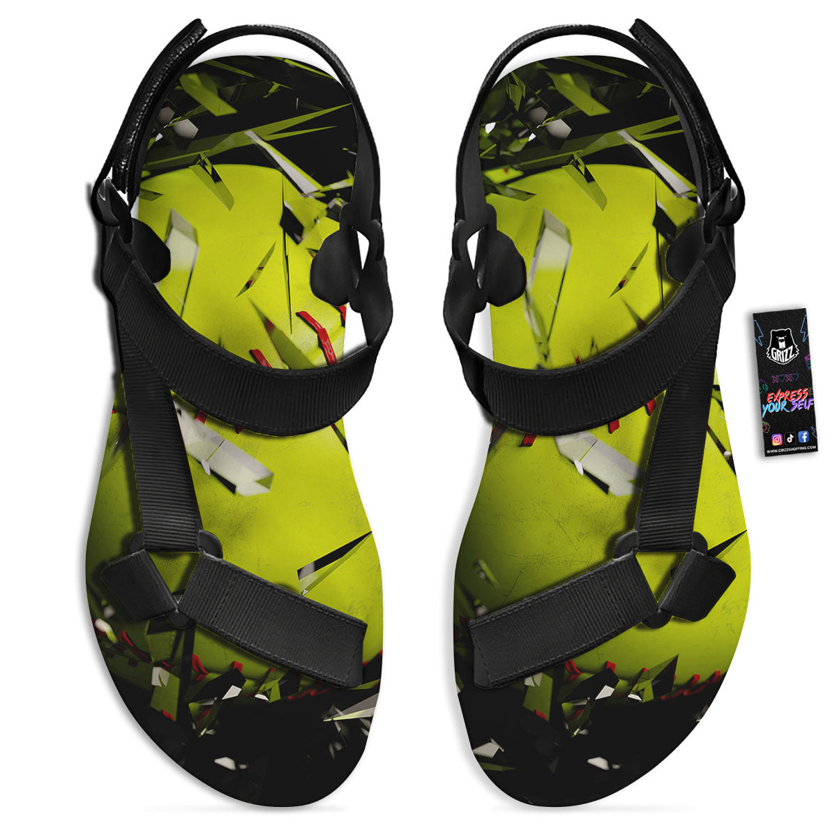 3D Baseballs Print Black Open Toe Sandals-grizzshop