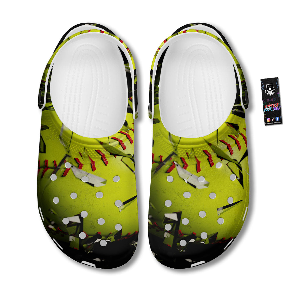 3D Baseballs Print Clog-grizzshop