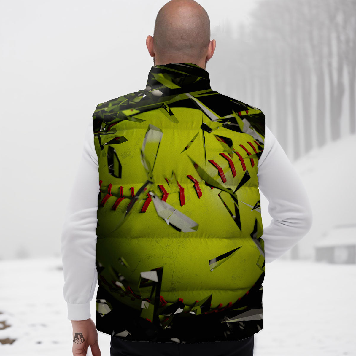 3D Baseballs Print Down Vest