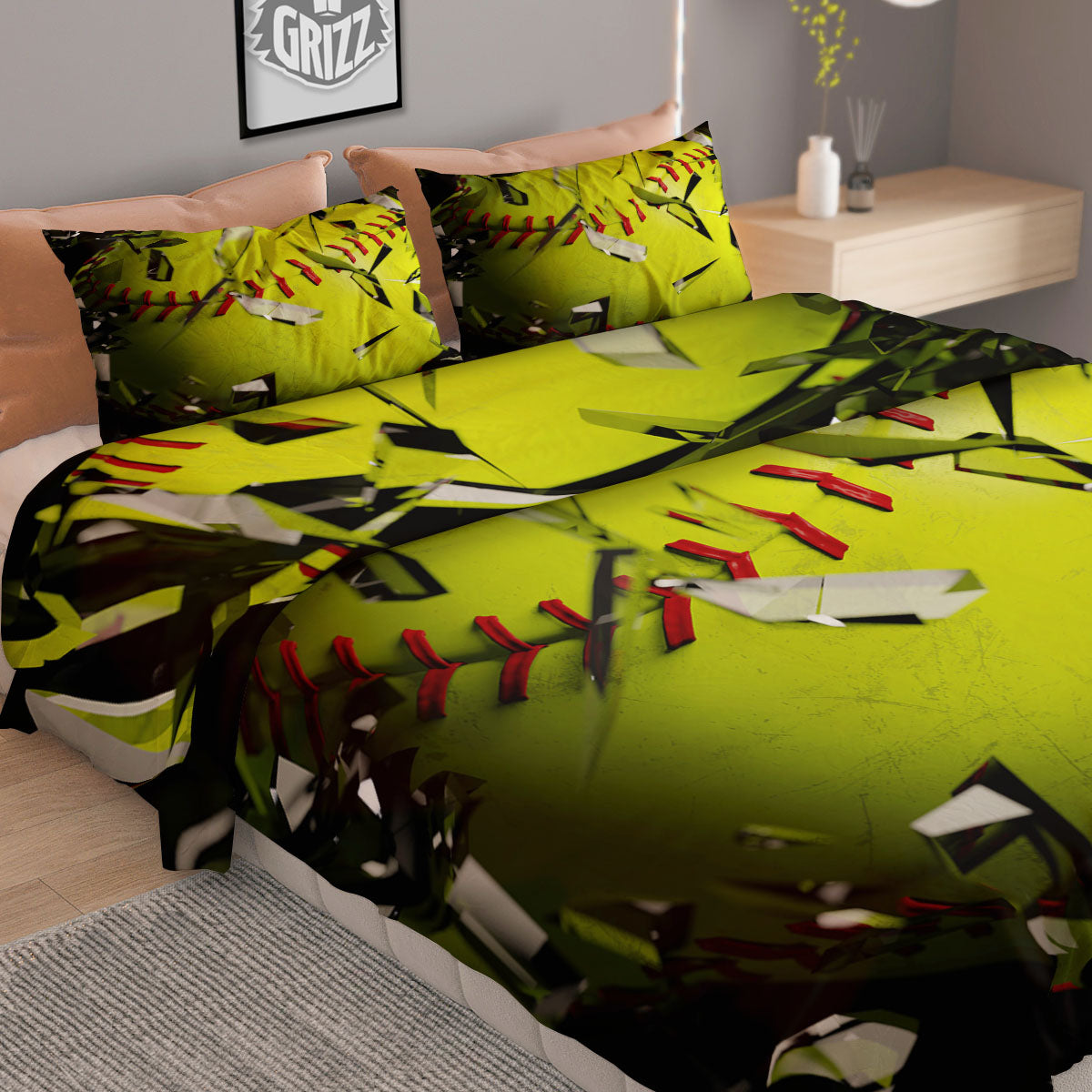 3D Baseballs Print Duvet Cover Bedding Set