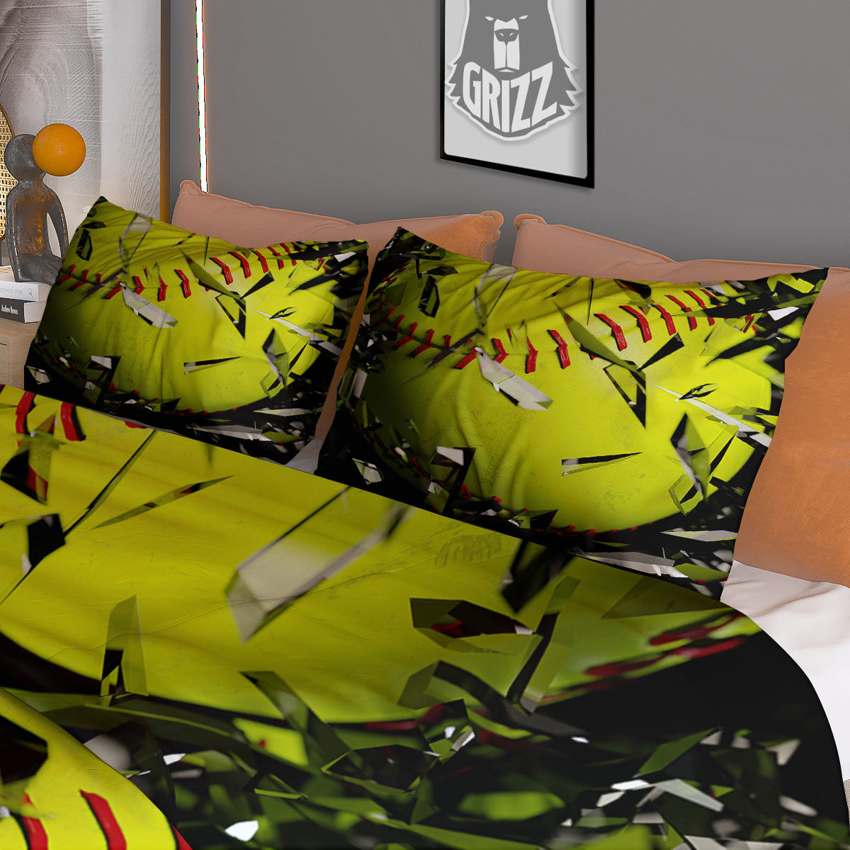 3D Baseballs Print Duvet Cover Bedding Set