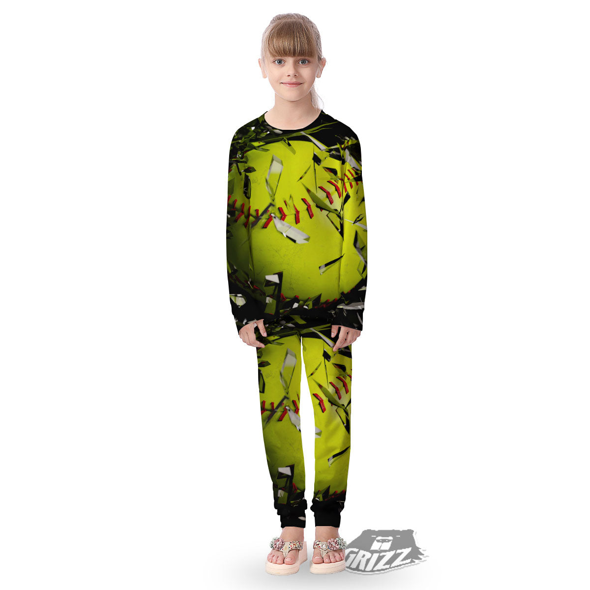 3D Baseballs Print Kid's Pajamas-grizzshop