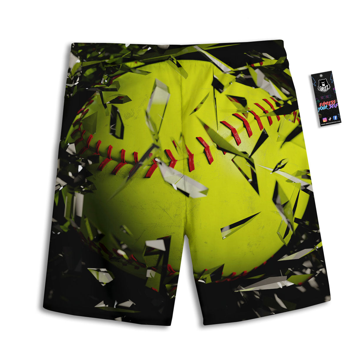 3D Baseballs Print Men's Athletic Shorts