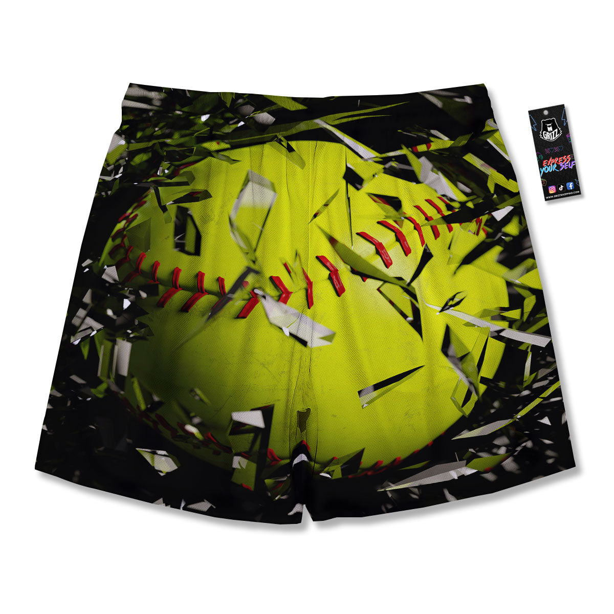 3D Baseballs Print Men's Running Shorts-grizzshop