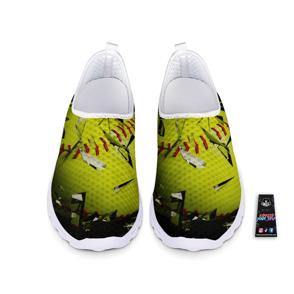 3D Baseballs Print Nurse Shoes-grizzshop