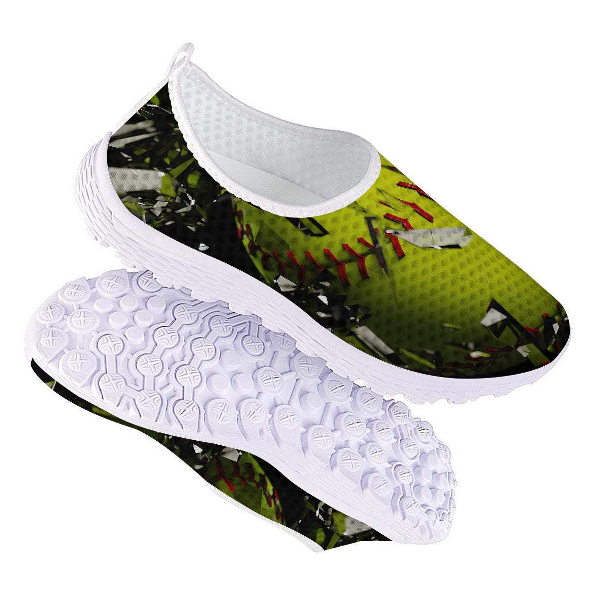 3D Baseballs Print Nurse Shoes-grizzshop