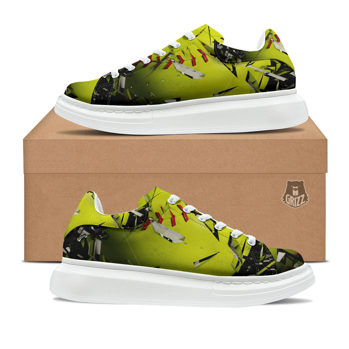 3D Baseballs Print Platform Shoes-grizzshop