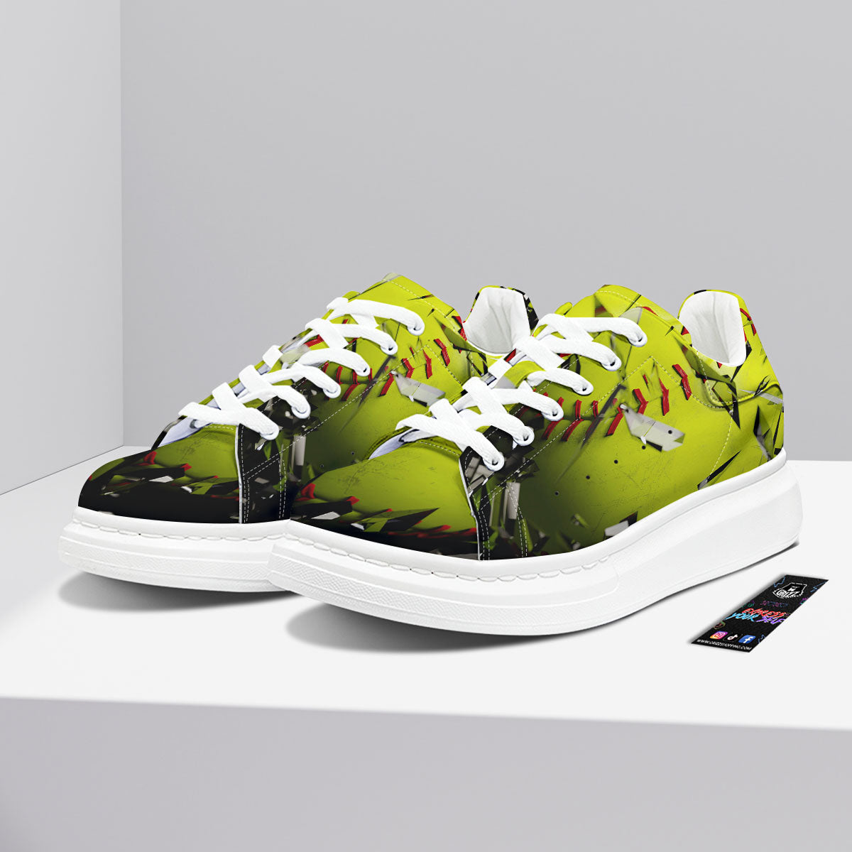 3D Baseballs Print Platform Shoes-grizzshop