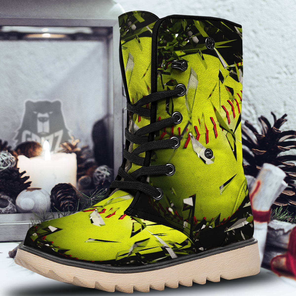 3D Baseballs Print Snow Boots-grizzshop