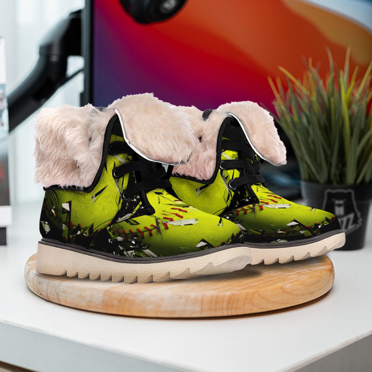 3D Baseballs Print Snow Boots-grizzshop