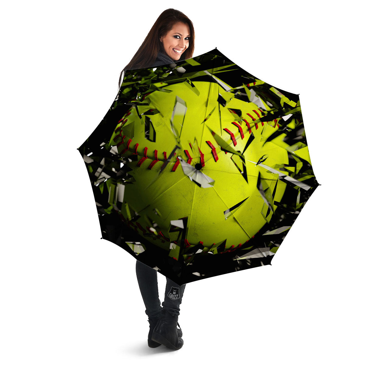 3D Baseballs Print Umbrella-grizzshop