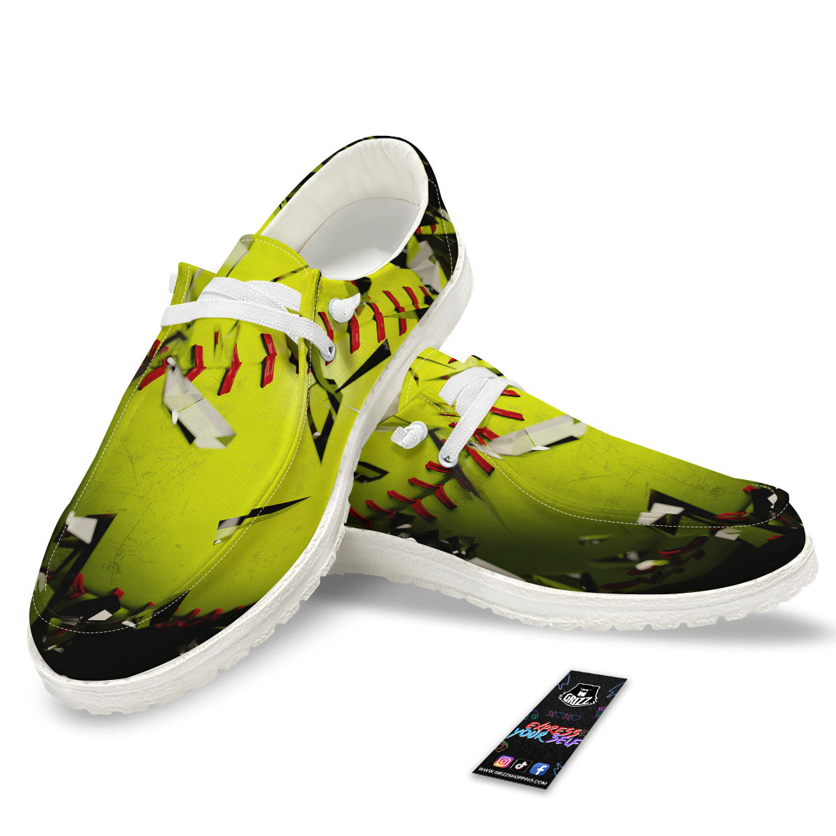 3D Baseballs Print White Loafers-grizzshop