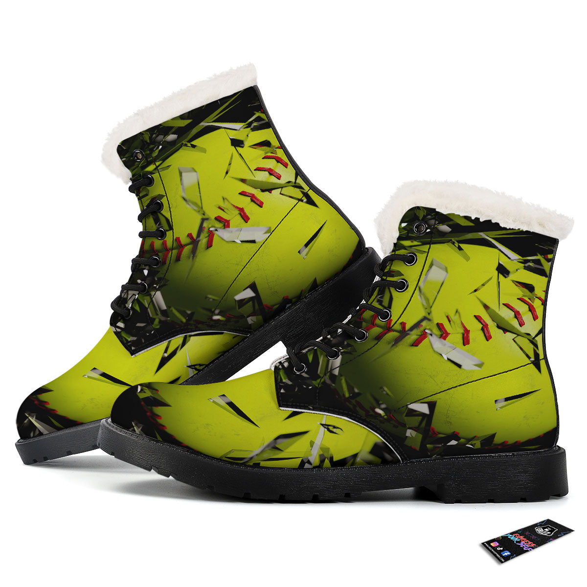 3D Baseballs Print Winter Boots-grizzshop