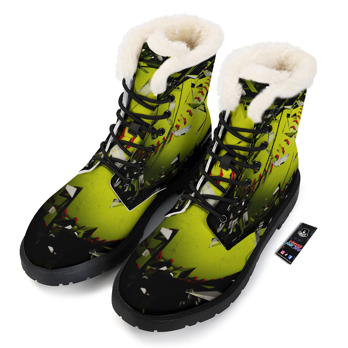 3D Baseballs Print Winter Boots-grizzshop