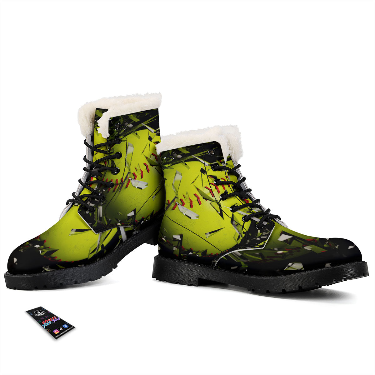 3D Baseballs Print Winter Boots-grizzshop