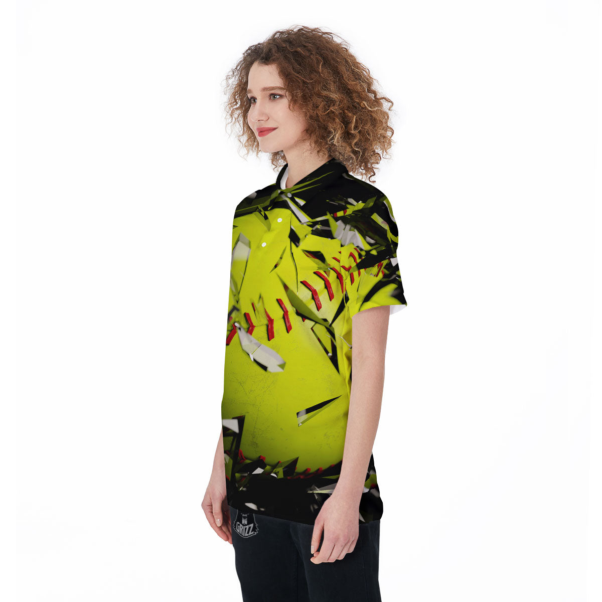 3D Baseballs Print Women's Golf Shirts-grizzshop