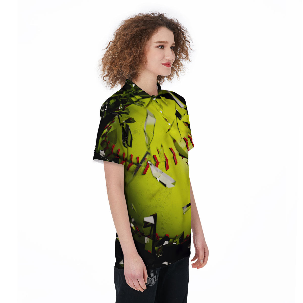 3D Baseballs Print Women's Golf Shirts-grizzshop