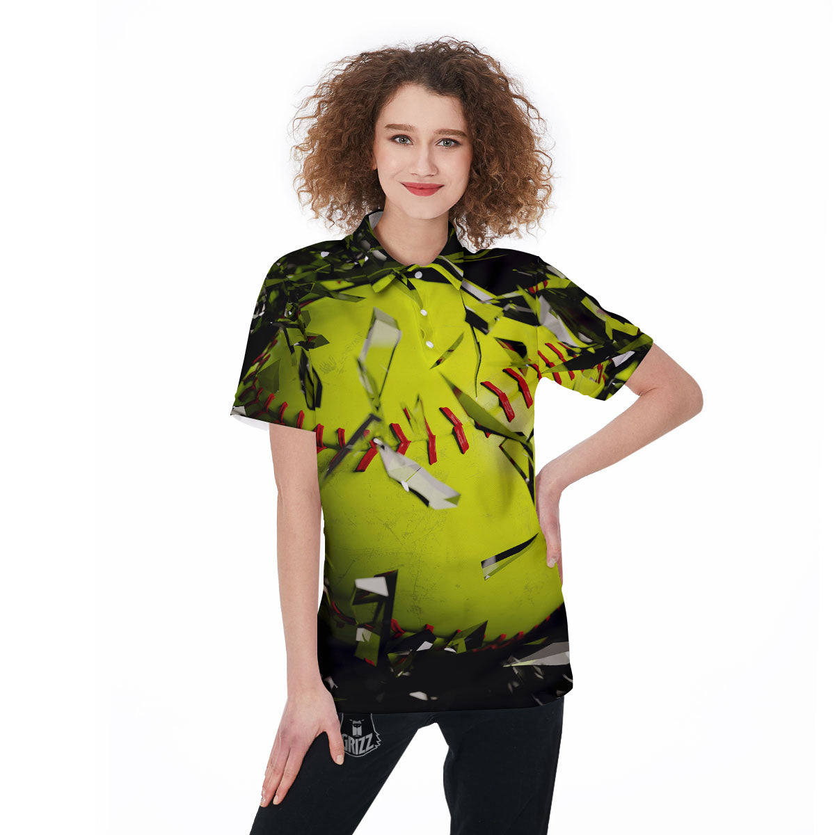 3D Baseballs Print Women's Golf Shirts-grizzshop