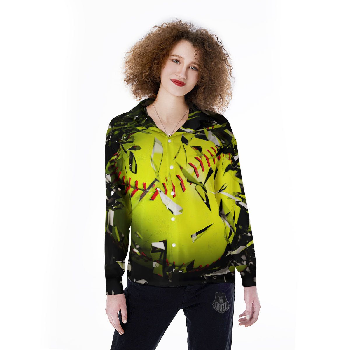 3D Baseballs Print Women's Long Sleeve Shirts-grizzshop