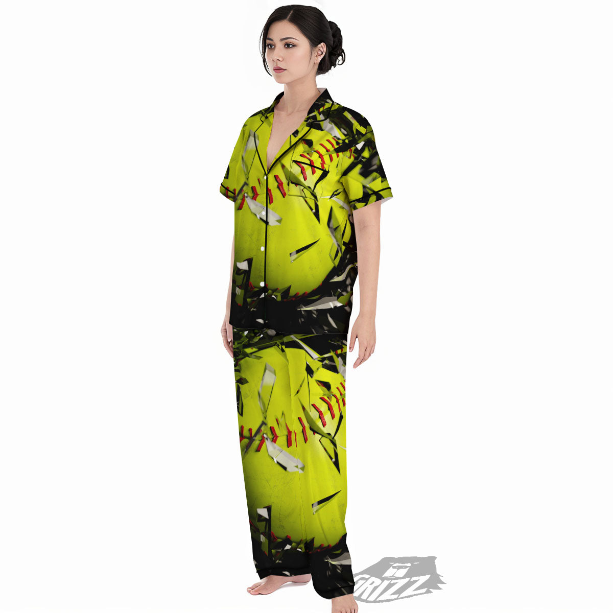 3D Baseballs Print Women's Pajamas Set-grizzshop