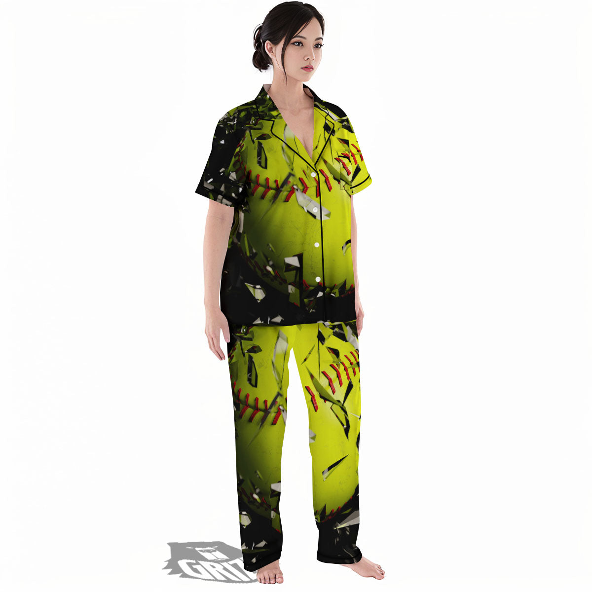 3D Baseballs Print Women's Pajamas Set-grizzshop