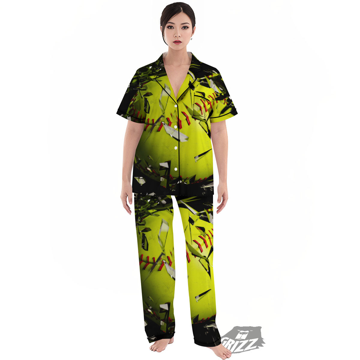 3D Baseballs Print Women's Pajamas Set-grizzshop