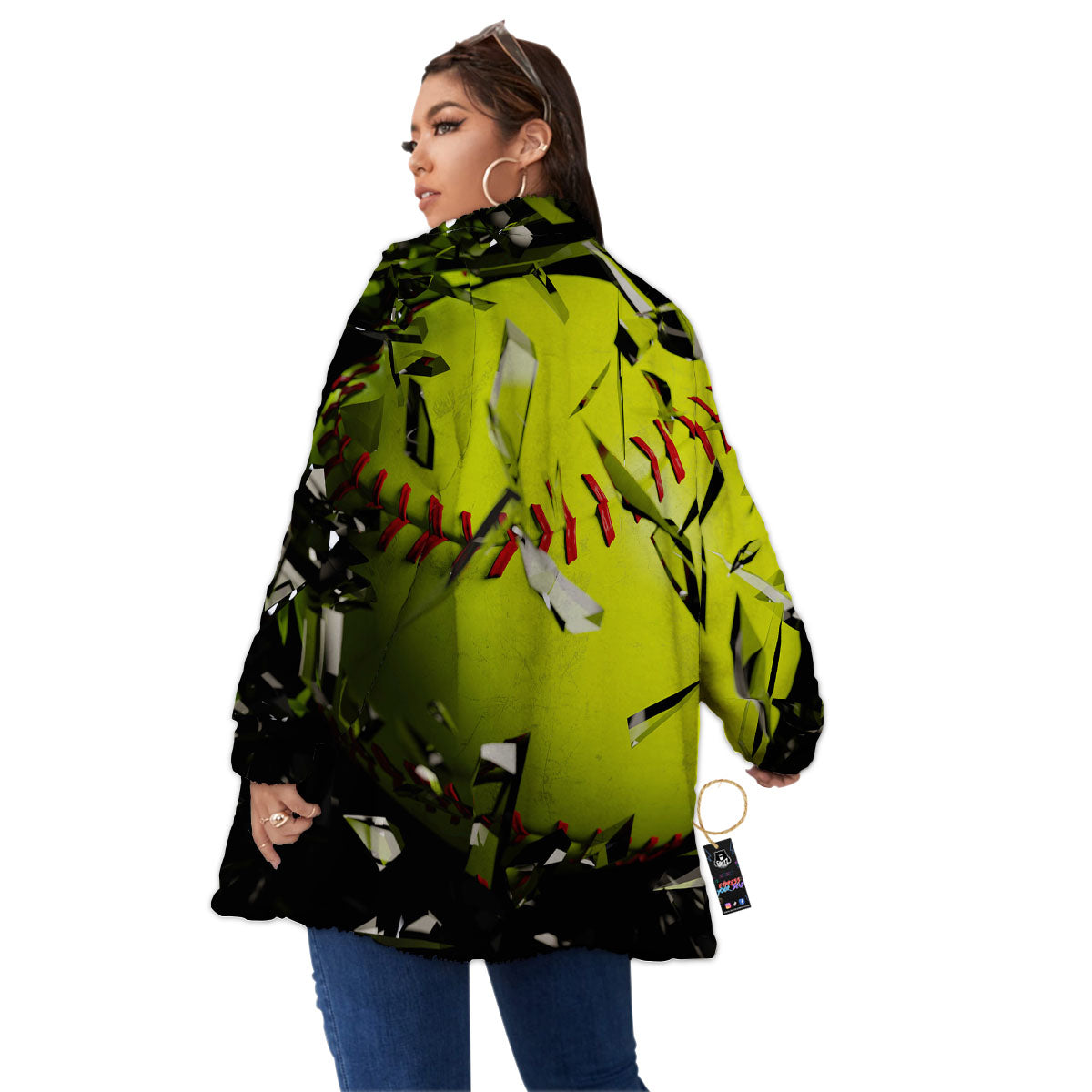3D Baseballs Print Women's Sherpa Jacket-grizzshop