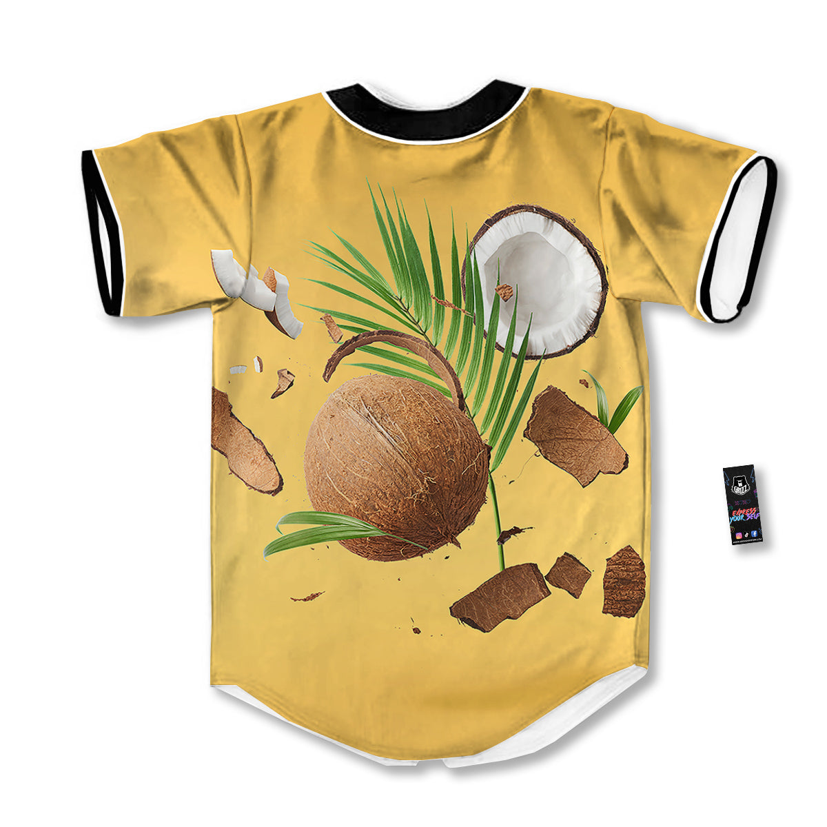 3D Coconut Print Baseball Jersey-grizzshop