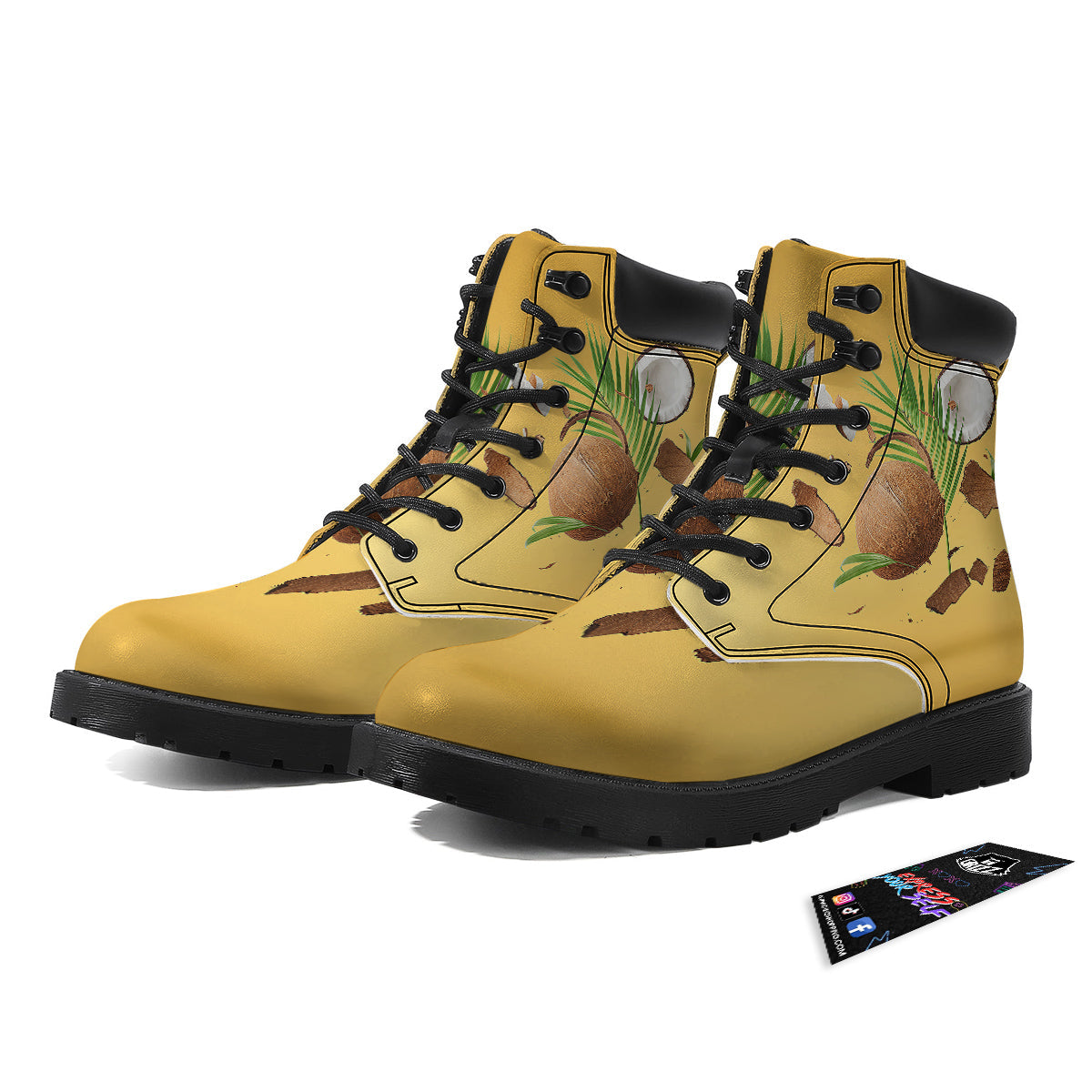 3D Coconut Print Boots-grizzshop