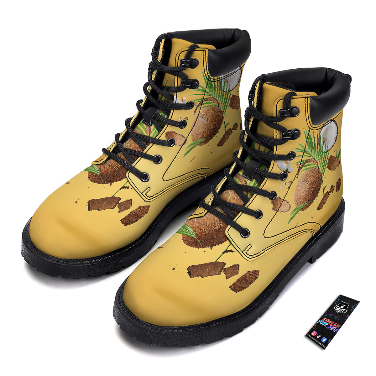3D Coconut Print Boots-grizzshop
