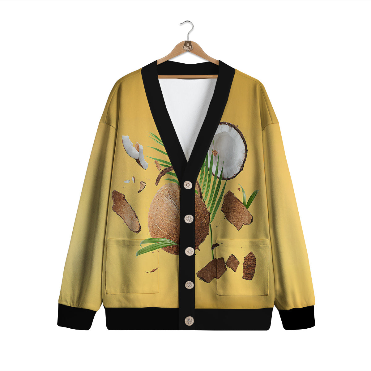3D Coconut Print Cardigan-grizzshop