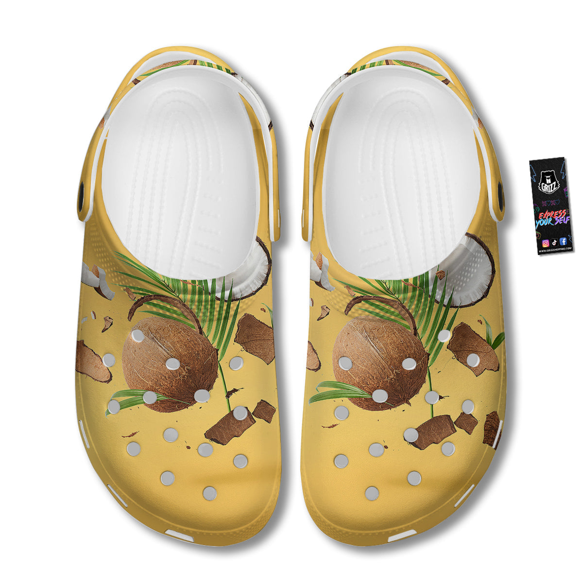 3D Coconut Print Clog-grizzshop