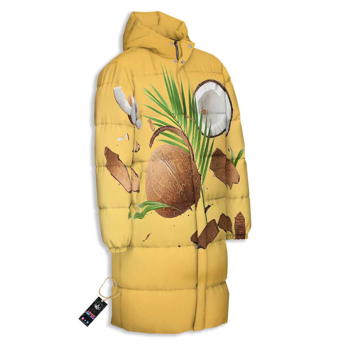 3D Coconut Print Long Down Jacket-grizzshop