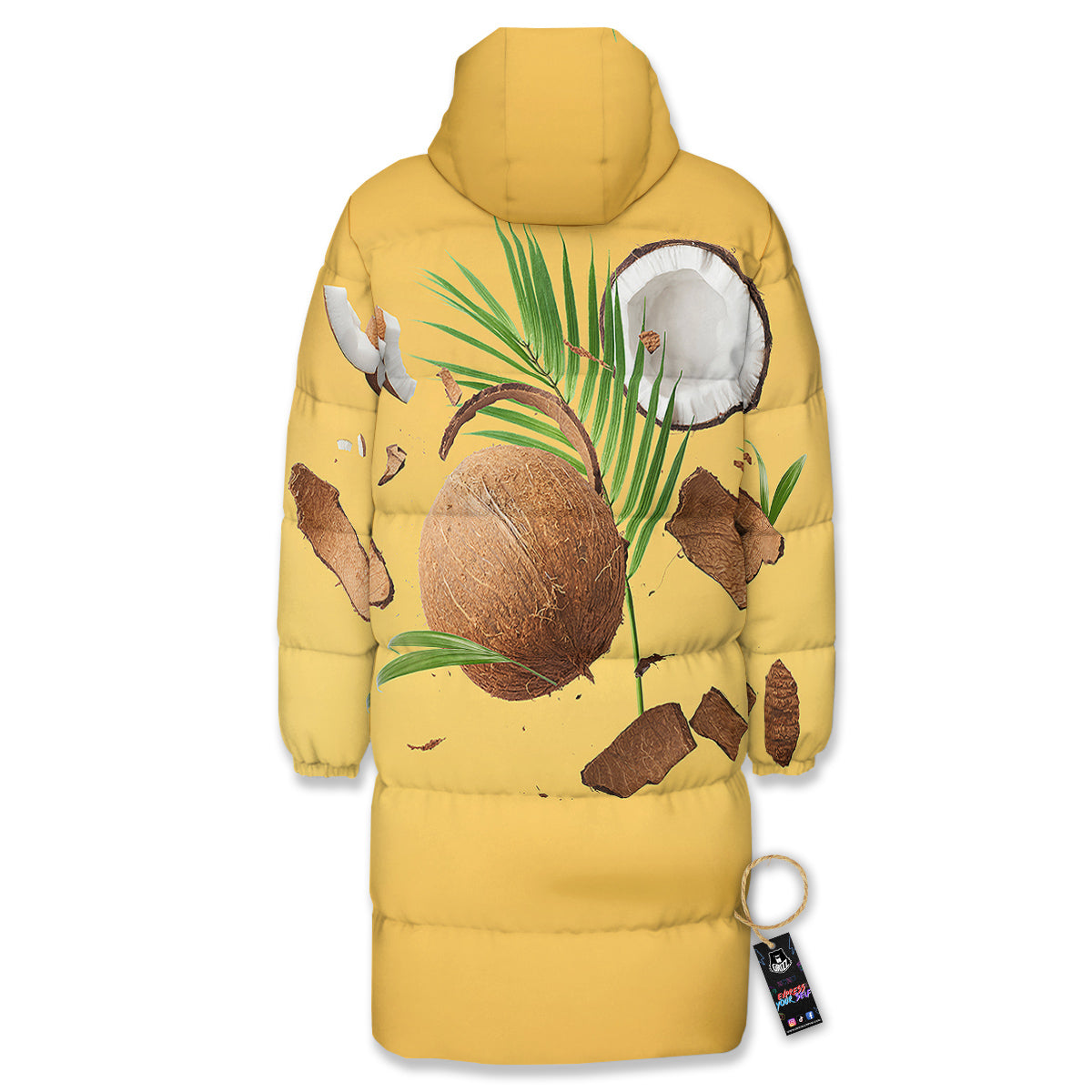 3D Coconut Print Long Down Jacket-grizzshop