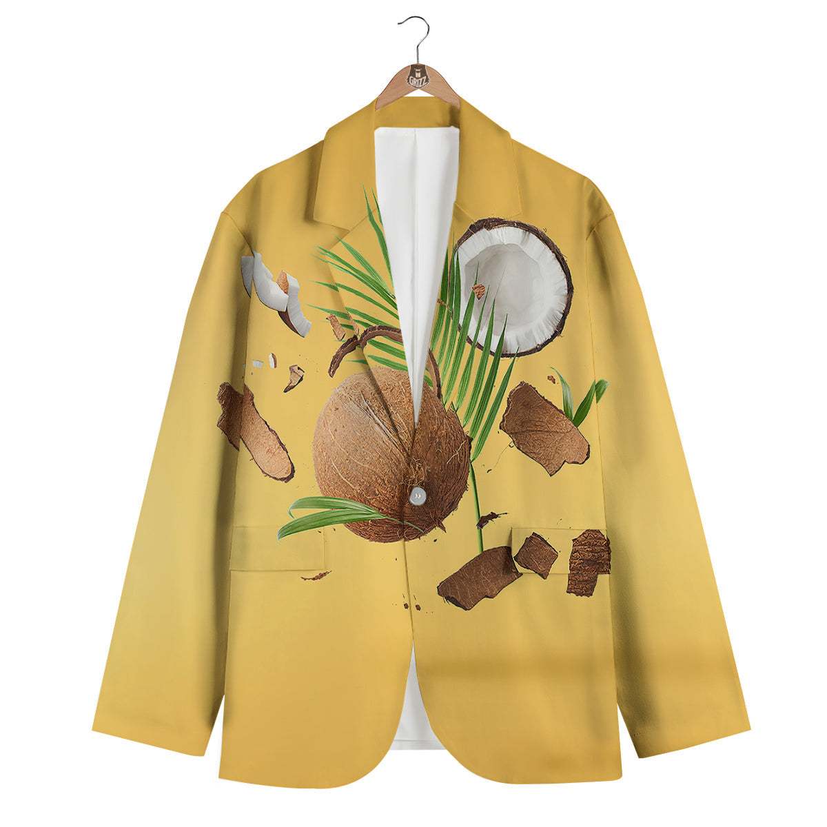 3D Coconut Print Men's Blazer-grizzshop