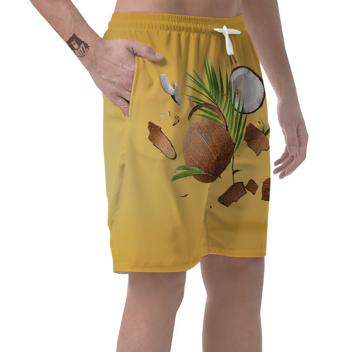 3D Coconut Print Men's Shorts-grizzshop