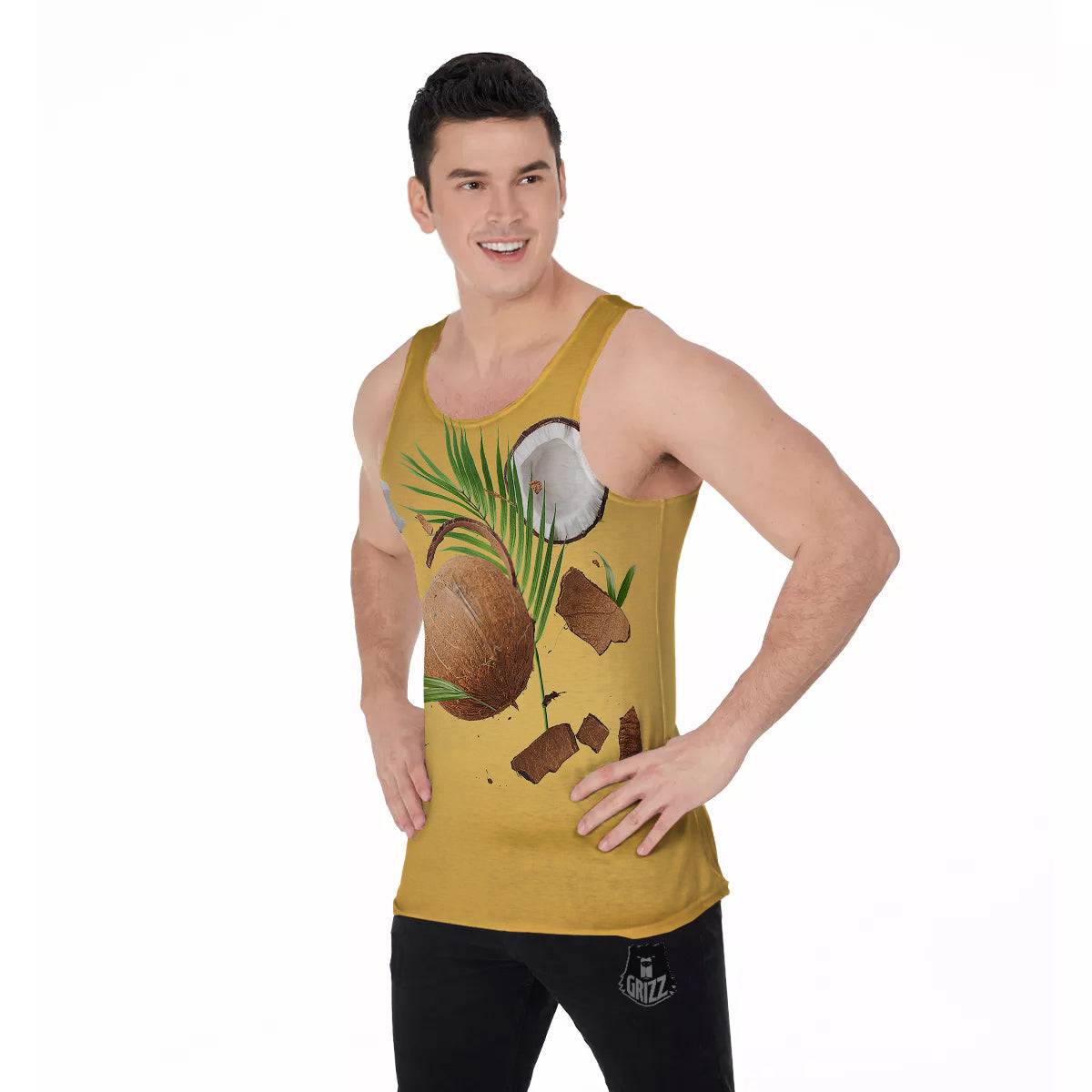 3D Coconut Print Men's Tank Top-grizzshop