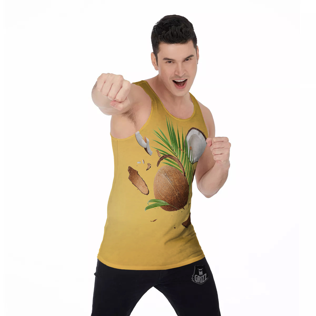 3D Coconut Print Men's Tank Top-grizzshop