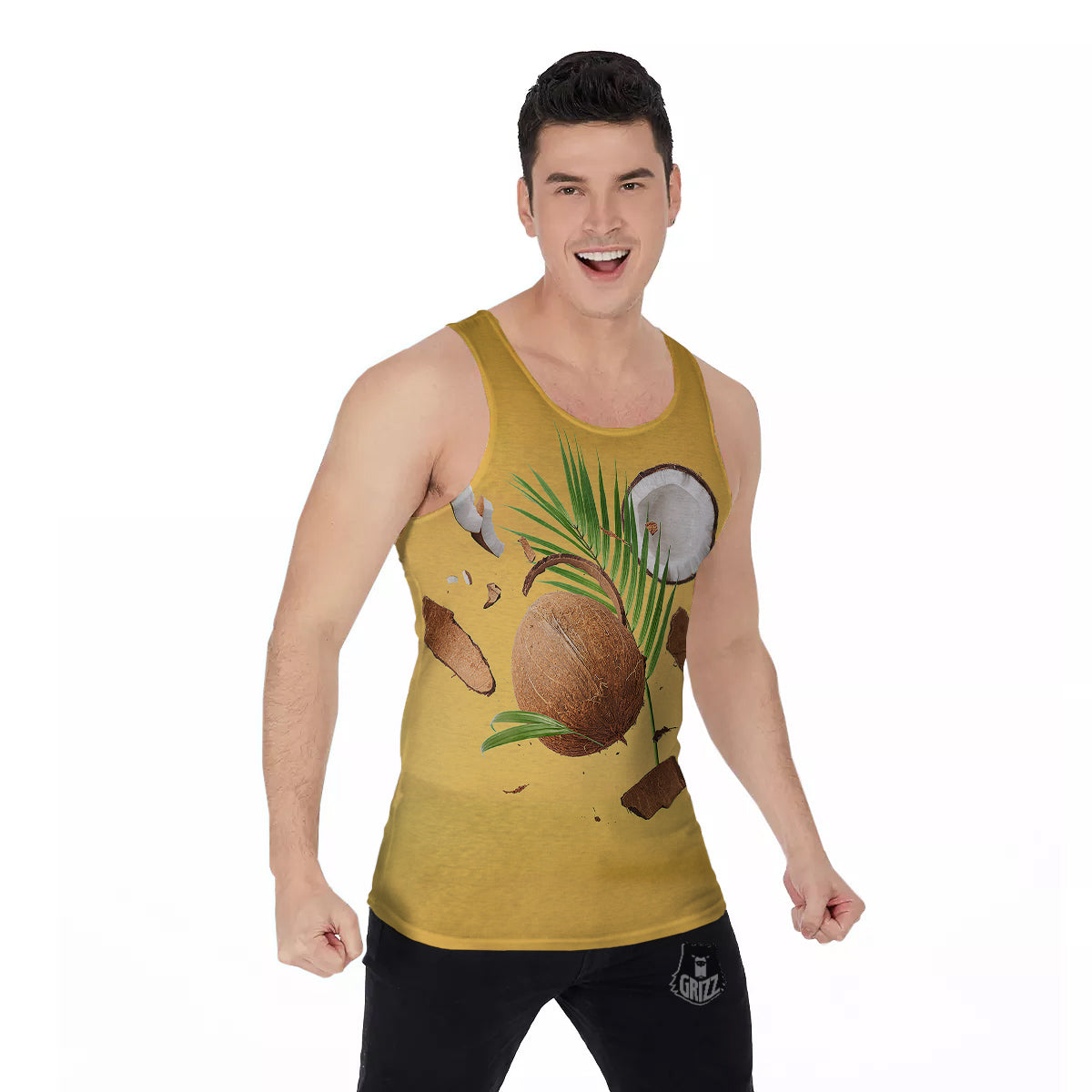 3D Coconut Print Men's Tank Top-grizzshop