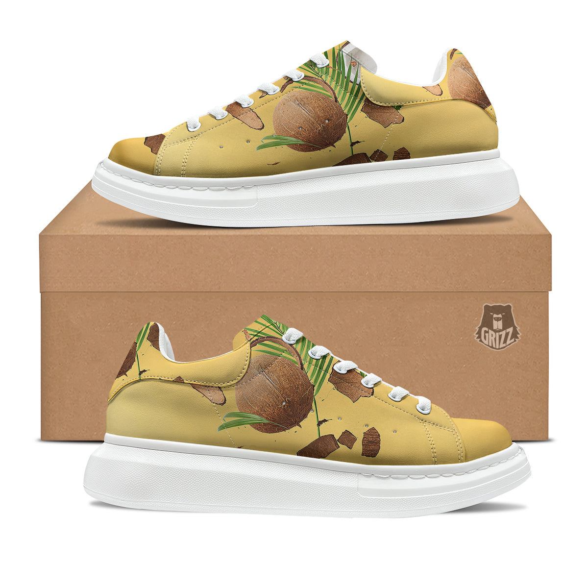 3D Coconut Print Platform Shoes-grizzshop