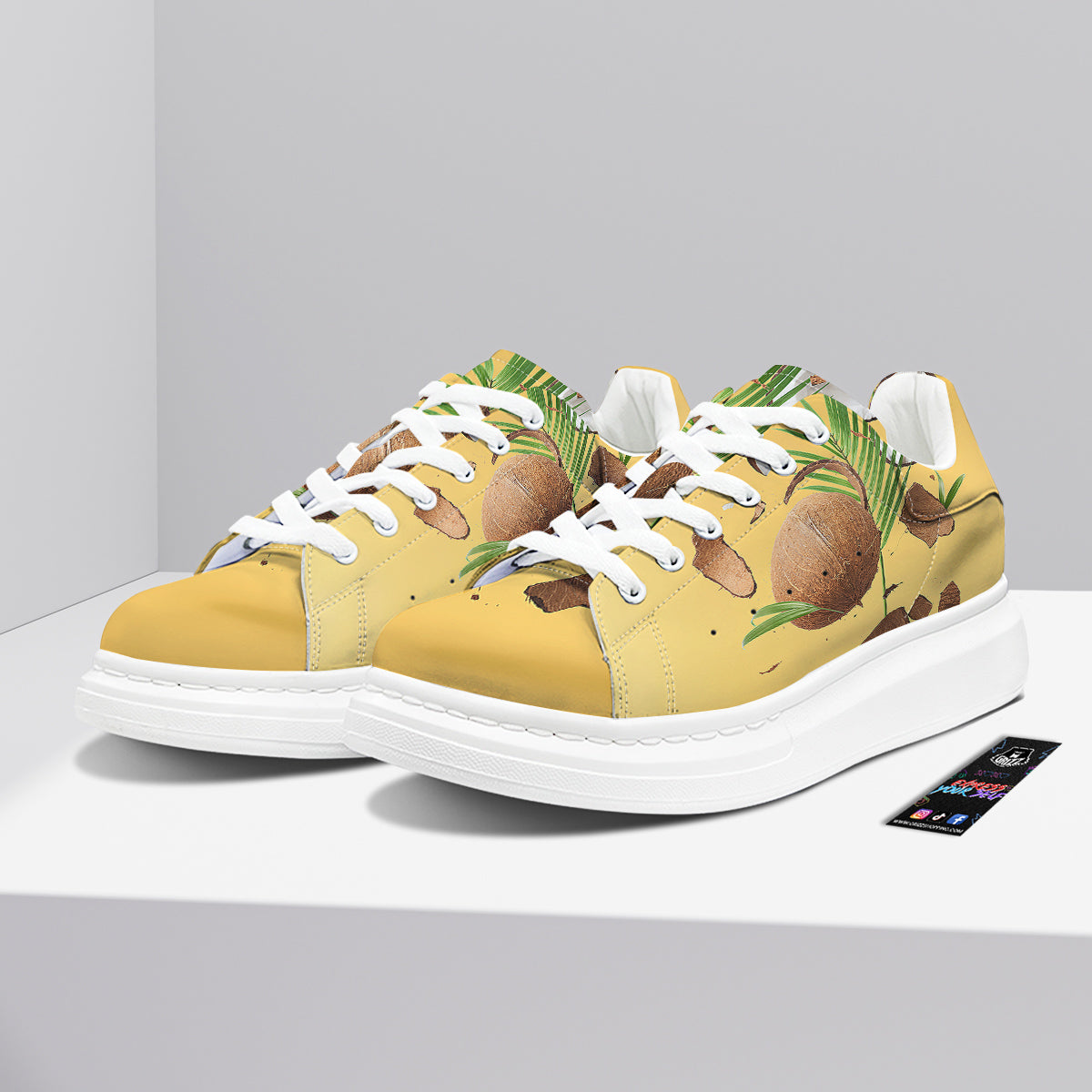 3D Coconut Print Platform Shoes-grizzshop