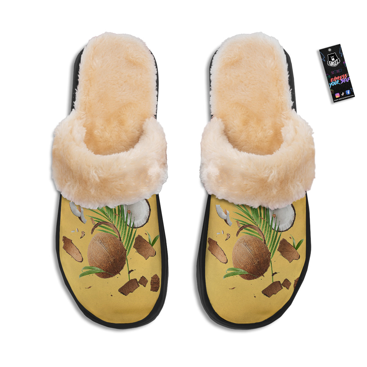 3D Coconut Print Slippers-grizzshop
