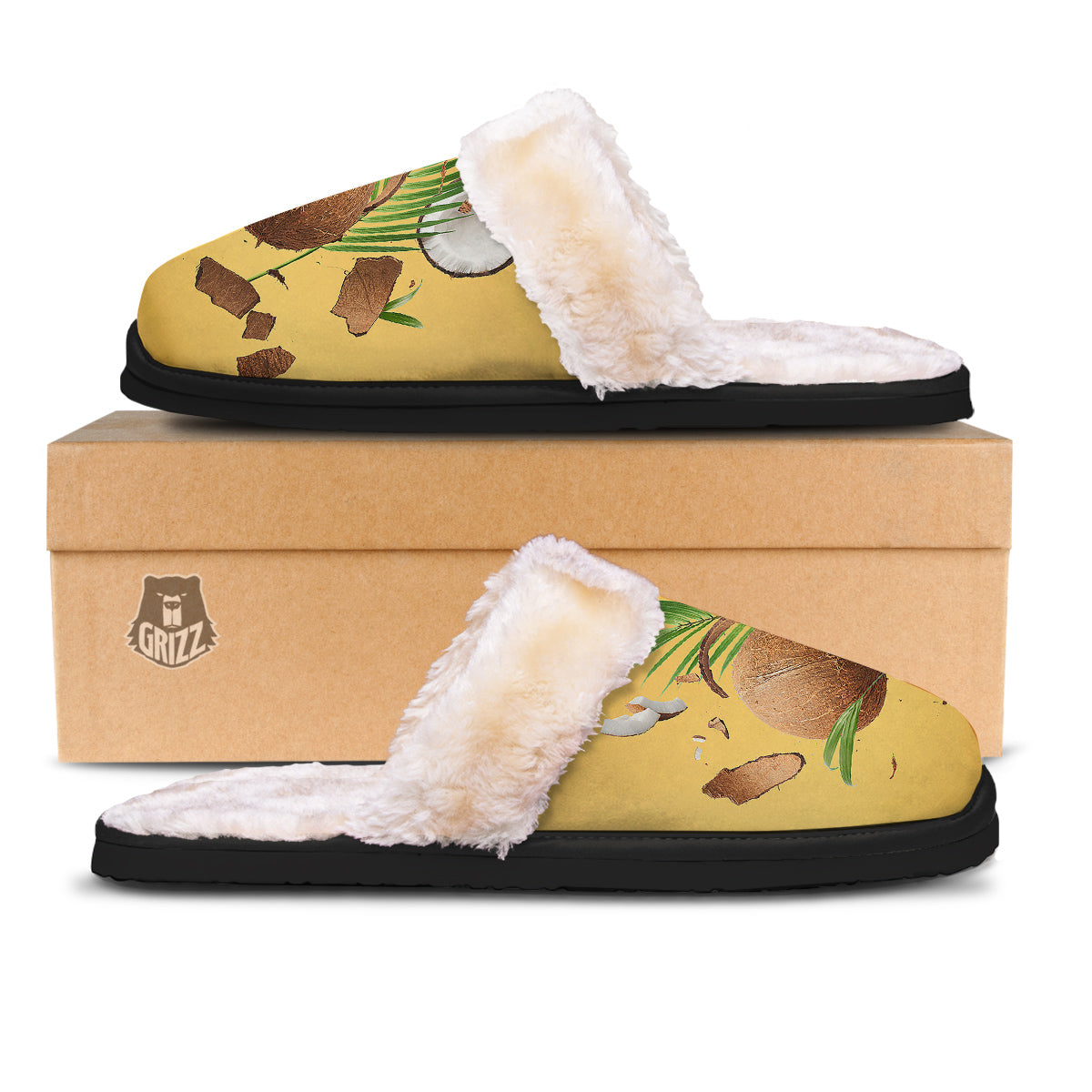 3D Coconut Print Slippers-grizzshop