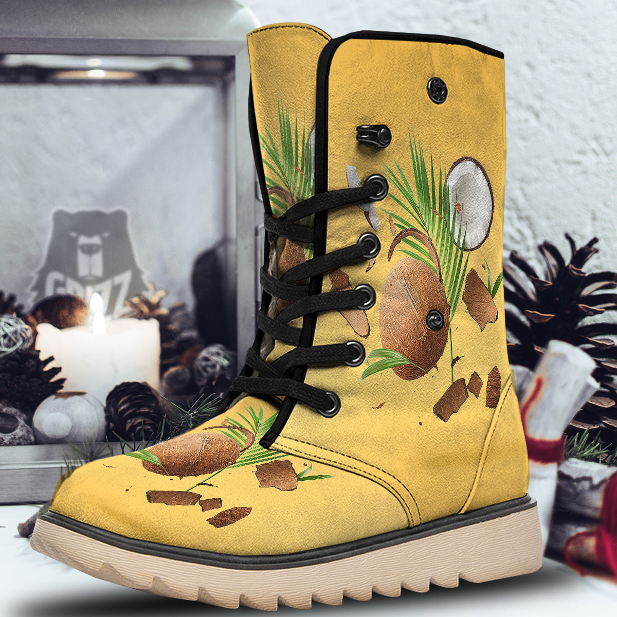 3D Coconut Print Snow Boots-grizzshop