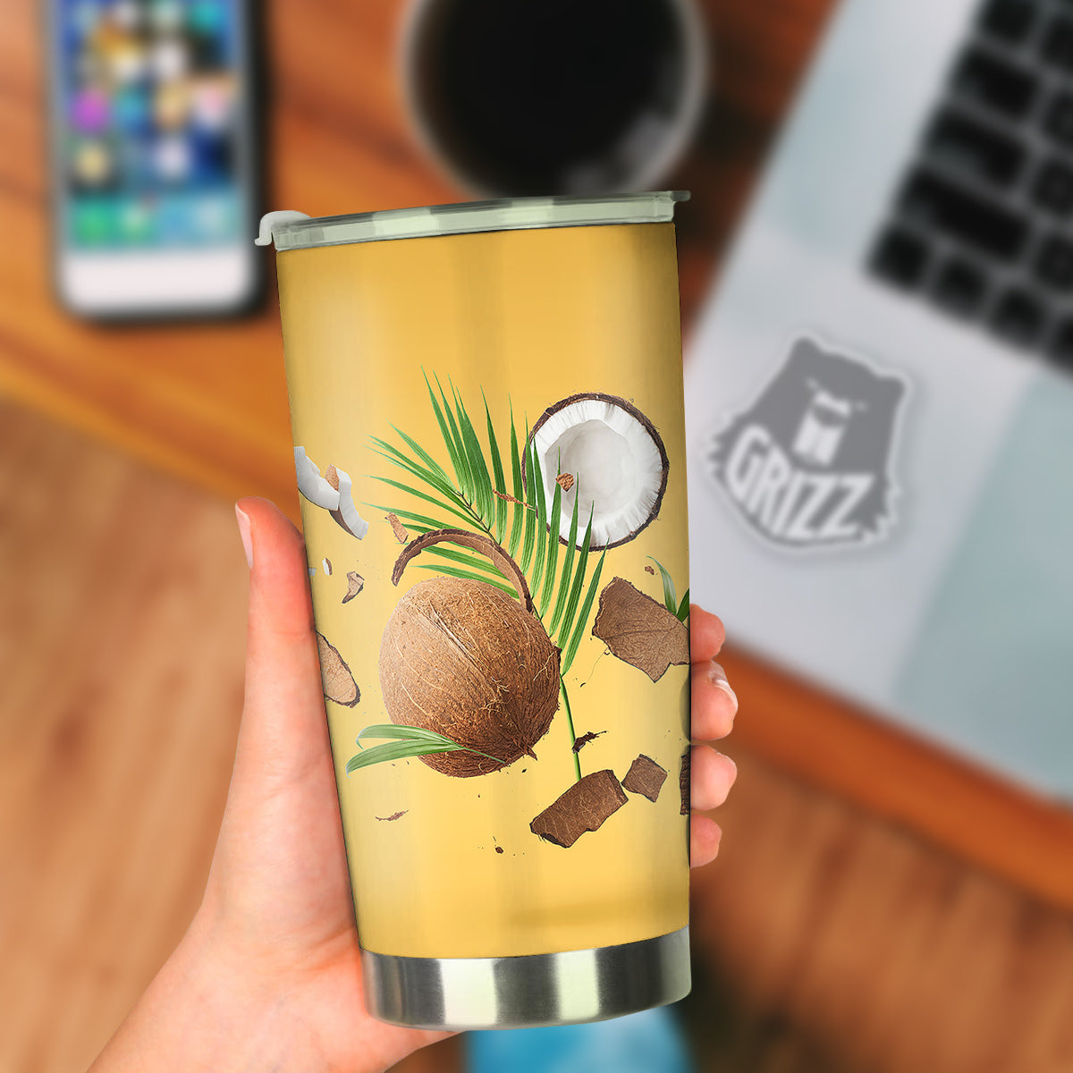 3D Coconut Print Tumbler-grizzshop