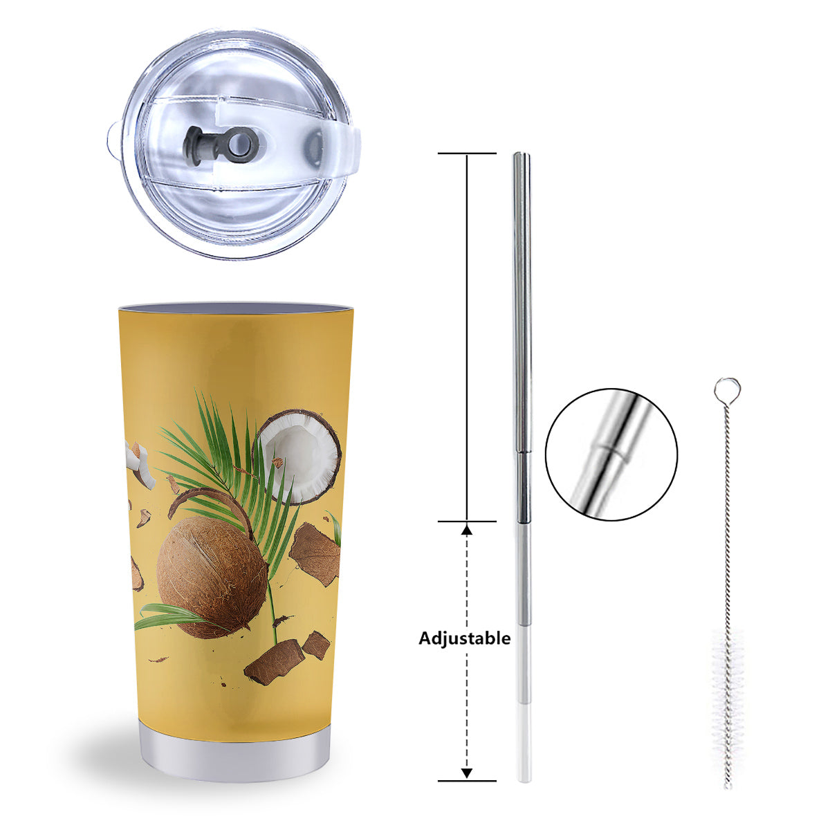 3D Coconut Print Tumbler-grizzshop