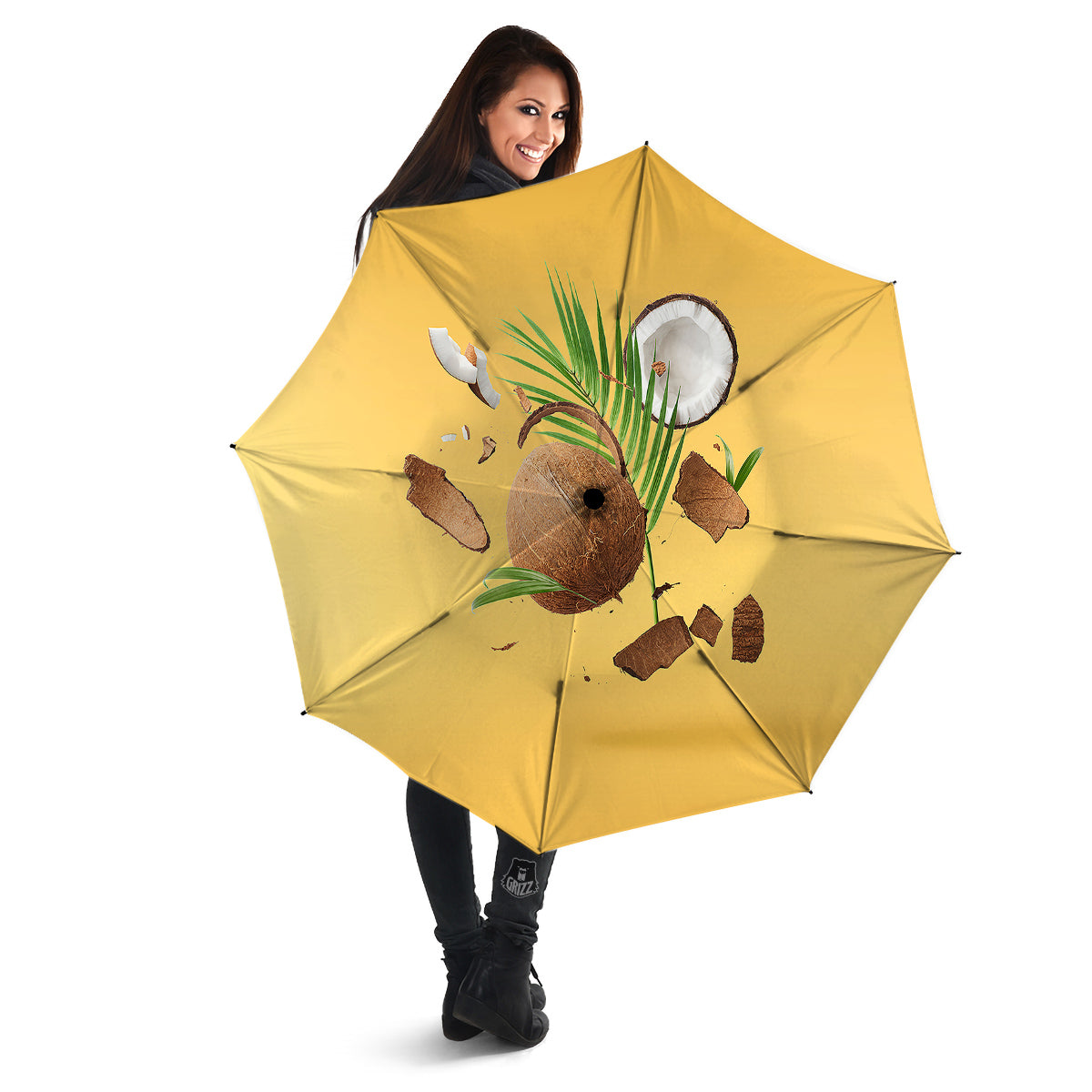 3D Coconut Print Umbrella-grizzshop