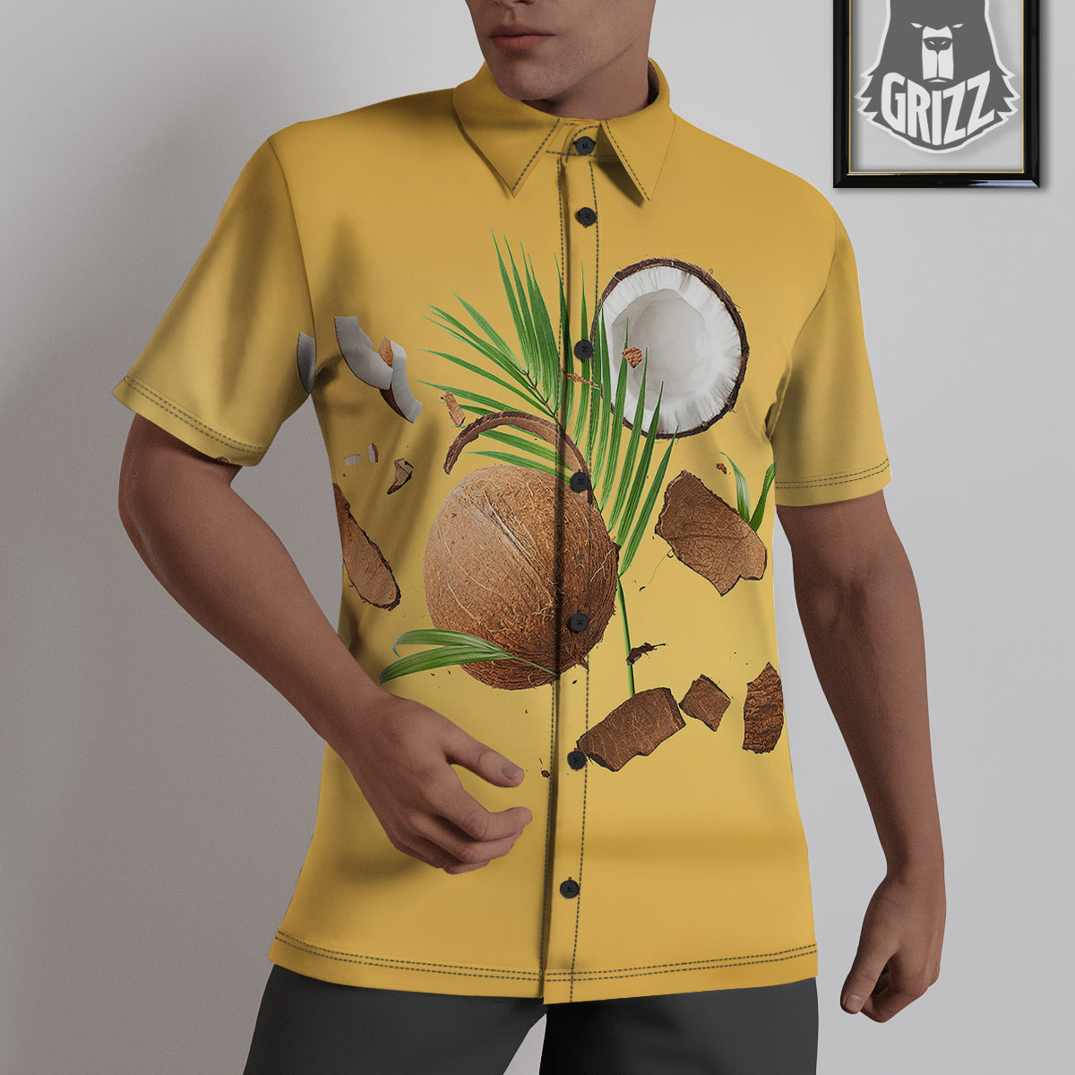 3D Coconut Print Untucked Shirts-grizzshop