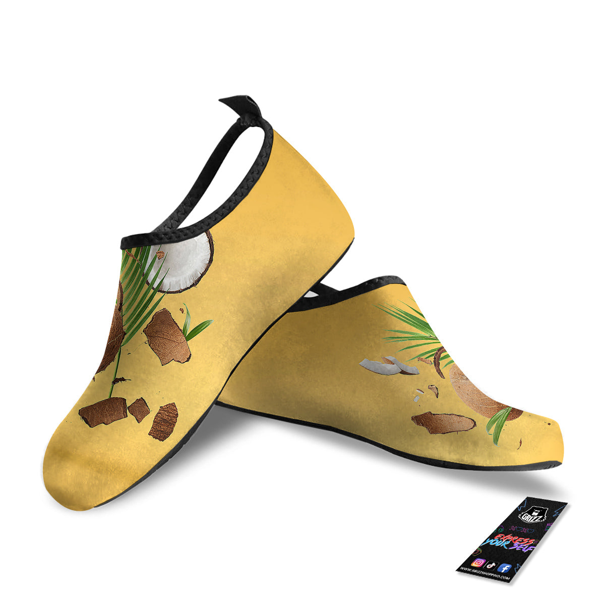 3D Coconut Print Water Shoes-grizzshop